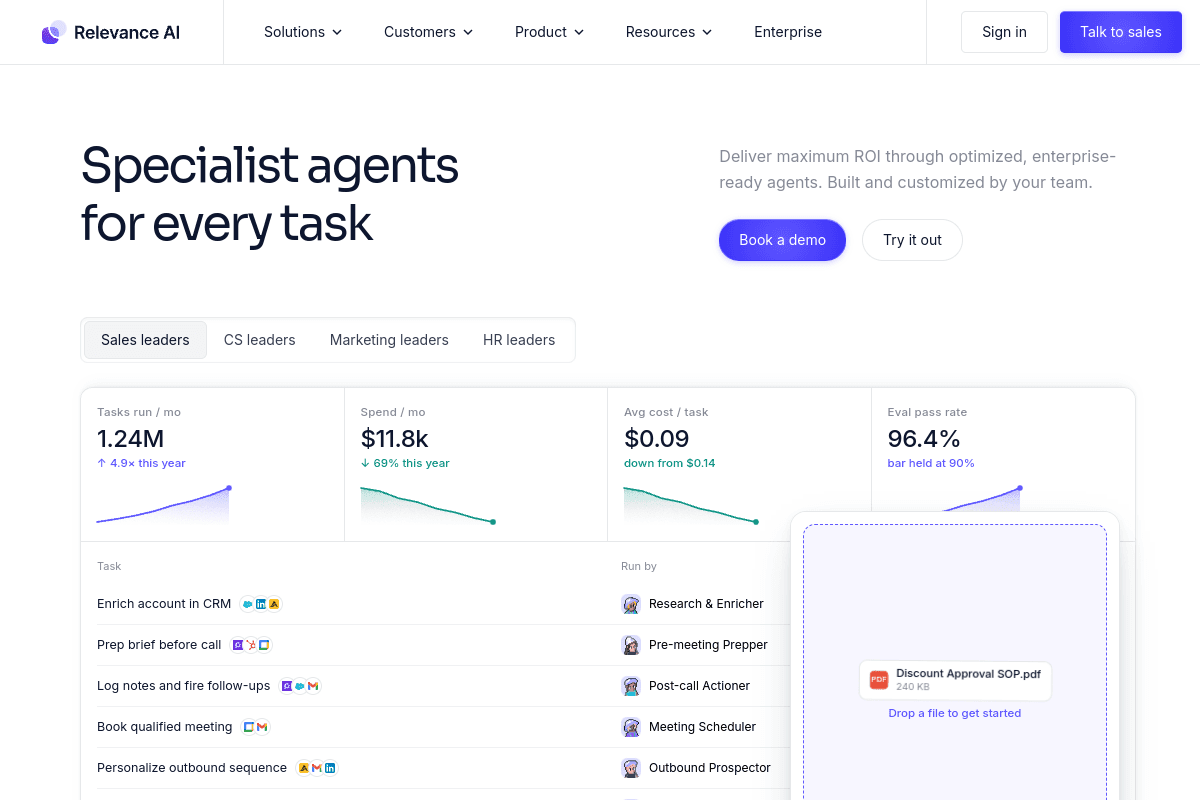 Relevance AI -- Best for No-Code Multi-Agent Orchestration