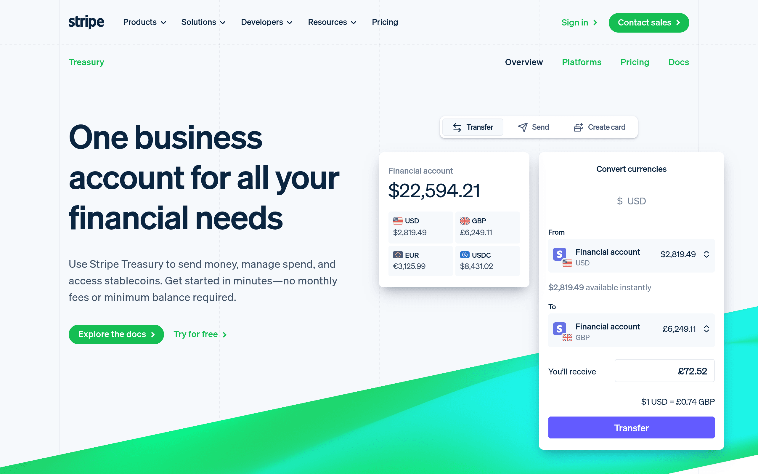 Stripe Treasury -- Best for Stripe-Ecosystem Platforms