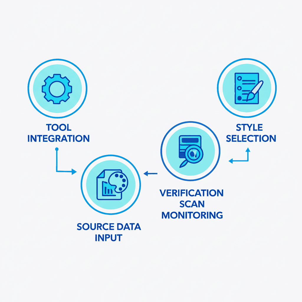 Infographic showcasing AI citation tracking tools for verifying bibliographic data and semantic content