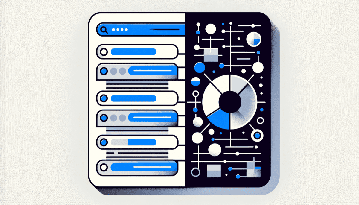 Split-screen layout showing a traditional search engine interface and a generative AI interface with a single synthesized answer